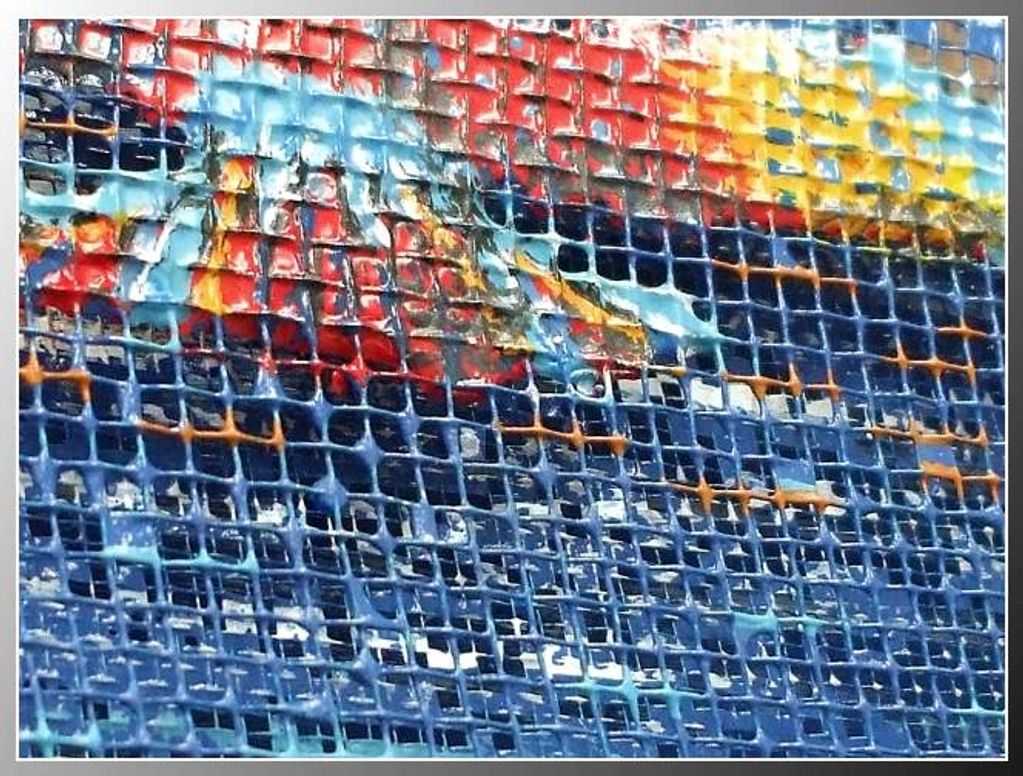 Metallic mesh painting,3 layers"One rising dusk"by Sylvain St-Pierre.New medium exclusive.