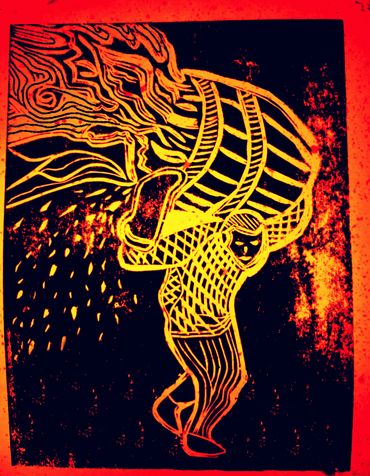 Lino Cut of the 5th of November Ottery Saint Mary Tar Barrells- 2023