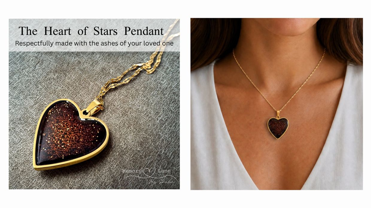 Heart of Stars pendant made with ashes of loved ones.