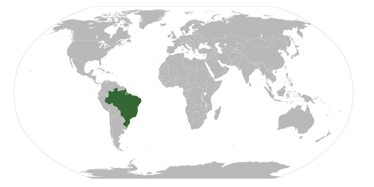 World Map highlighting Brazil
