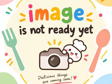 Image not ready yet with cute chef and utensils illustration.