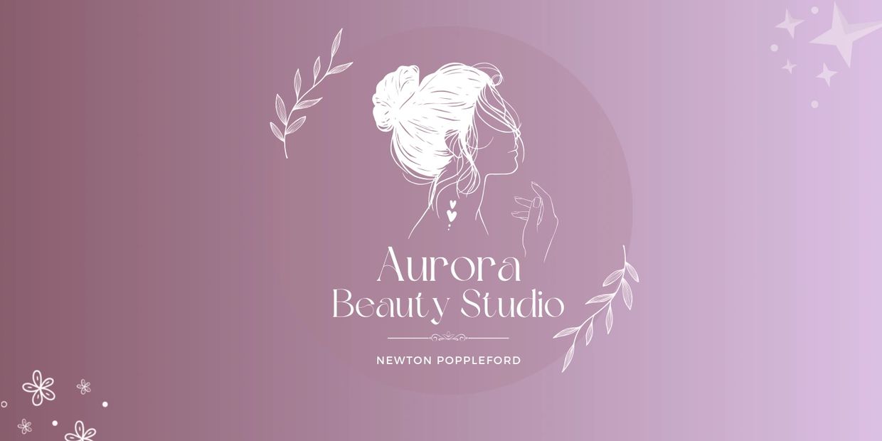 Elegant logo for Aurora Beauty Studio with a delicate female sketch and floral accents.
