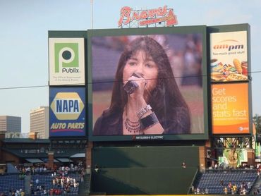Peggy sings the National Anthem at the Atlanta Braves Game