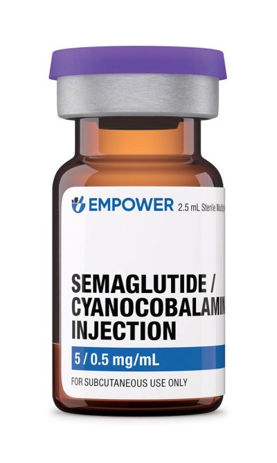 Vial of Semaglutide and Cyanocobalamin injection for subcutaneous use.