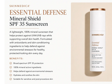 SkinMedica Essential Defense SPF 35 sunscreen with broad spectrum protection and skin-conditioning ingredients.
