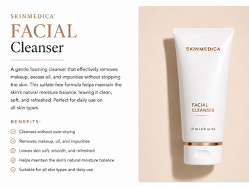 SkinMedica Facial Cleanser tube with product benefits and description.