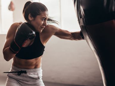 Cardio boxing session at Lions Pride, designed for high-intensity, full-body workouts.