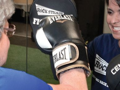 Rock Steady Boxing class focused on non-contact training for Parkinson’s support.