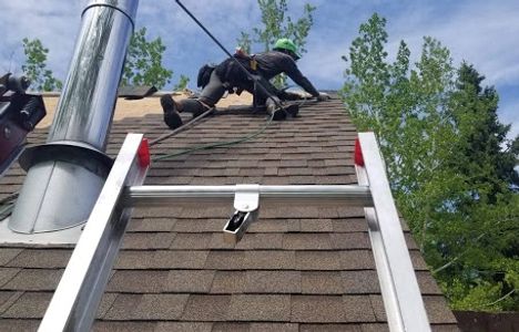 roof replacement big chimney roof step at Edmonton Alberta