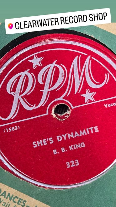 Close-up of B.B. King's "She's Dynamite" record at Clearwater Record Shop.