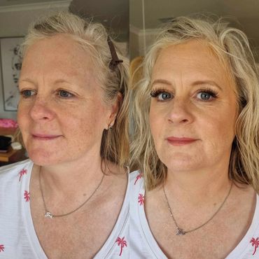 Before and after makeup transformation on a middle-aged woman. Geelong Makeup Artist