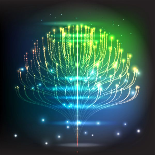 A digital tree with lights