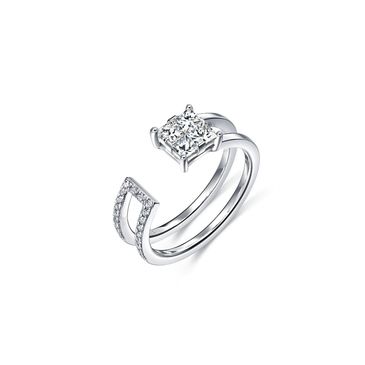 18K White Gold Open-Hoop Diamond Ring featuring four princess-cut diamonds christmas2022