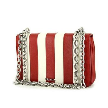 Shoulder bag in red and white bicolor leather christmas2022