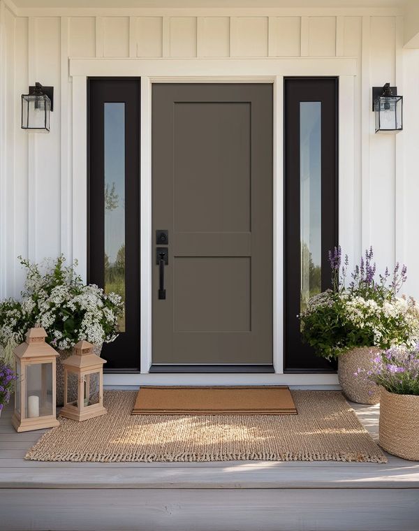 a gray color door of a house