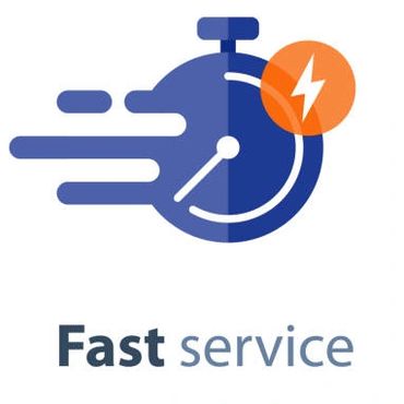 Icon of a stopwatch with speed lines indicating fast service.