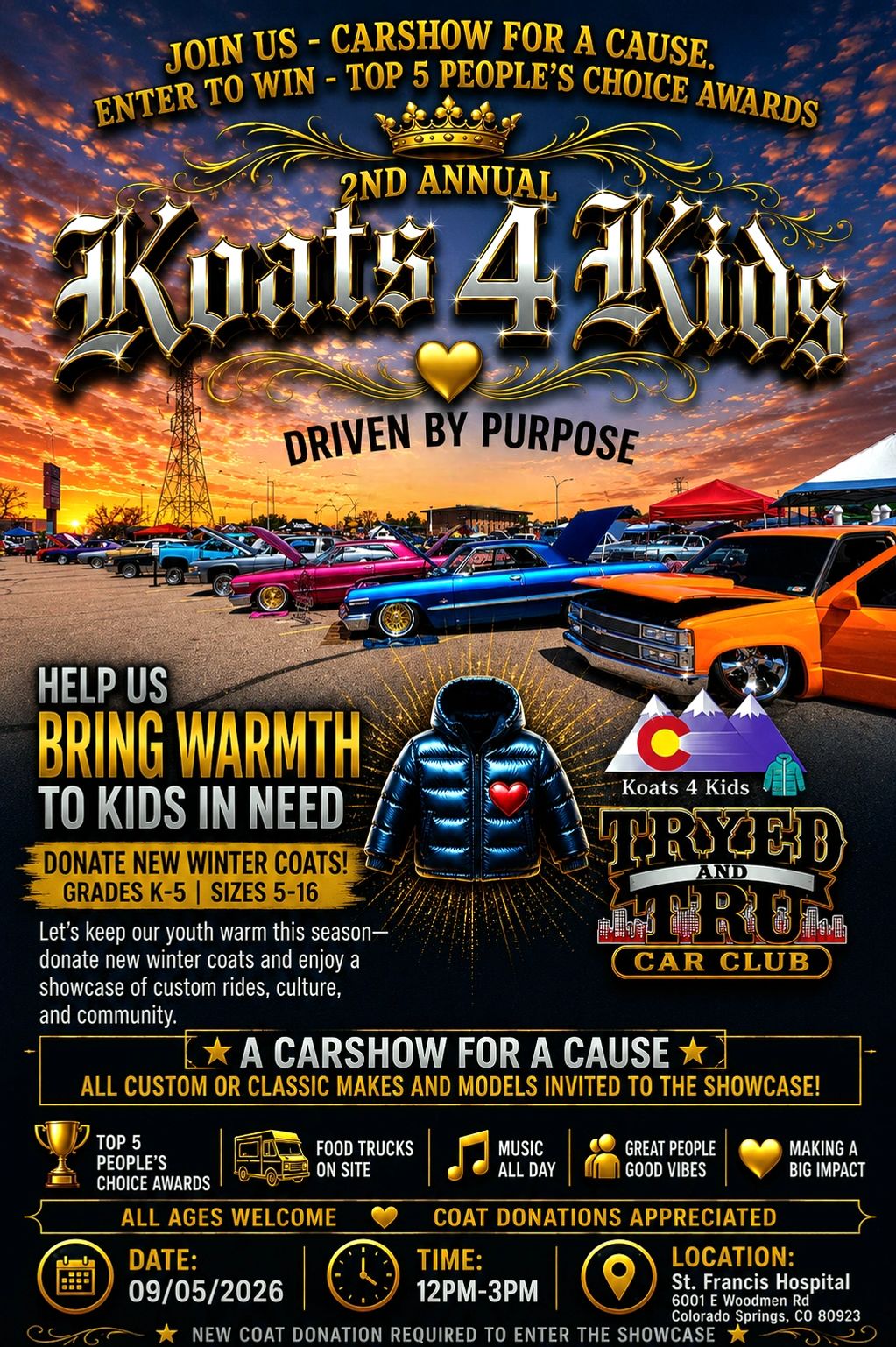 β 2ND ANNUAL Koats 4 Kids β
Coat donation event with classic car showcase on 09/05/2026.