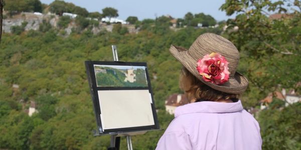 Margaret Lindsey painting in the French Countryside.