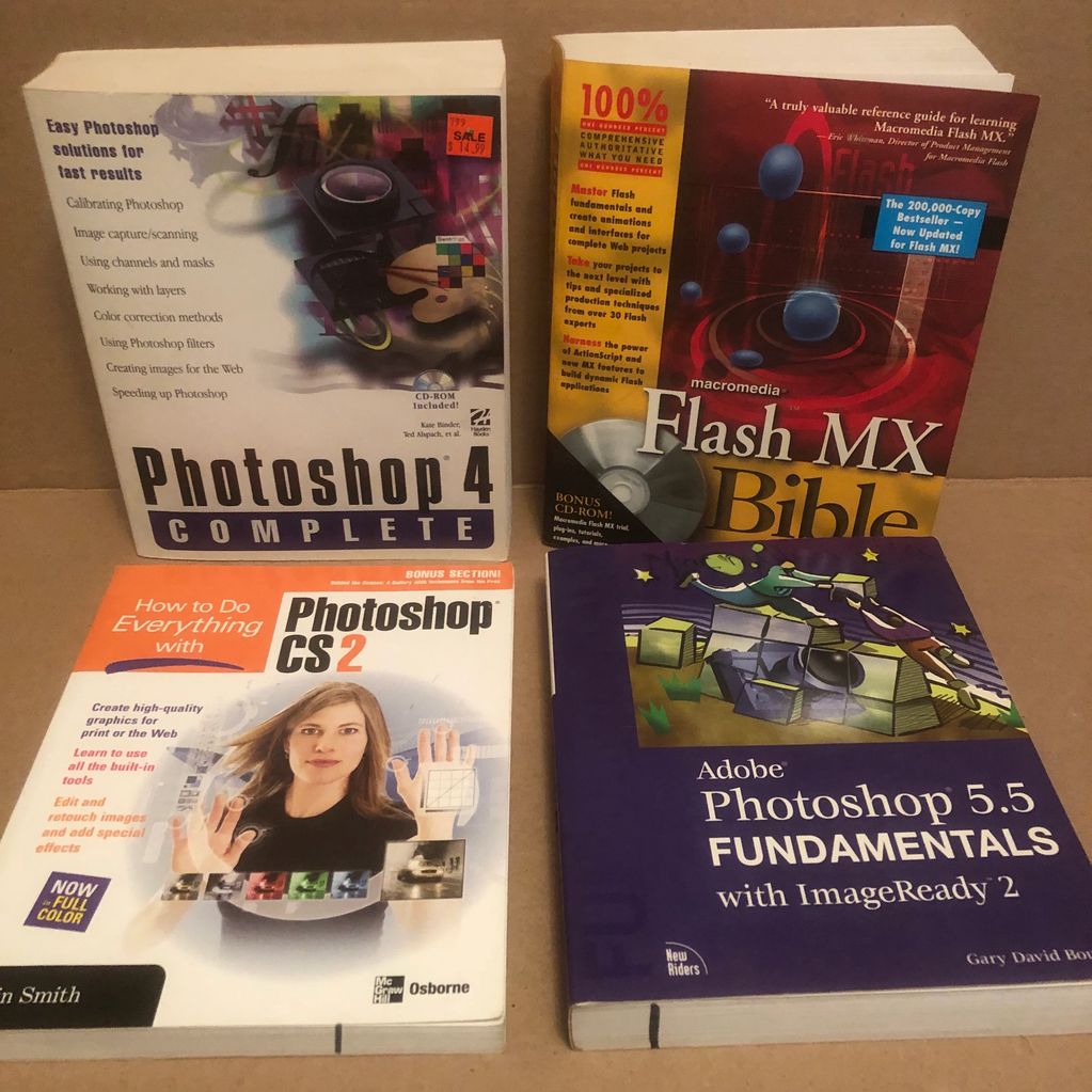 Photoshop manuals and Flash MX Bible