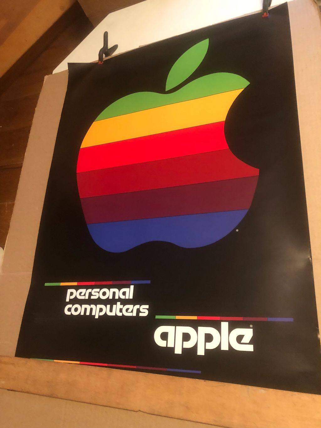 Original 1980 bitten rainbow Apple logo poster