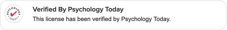 Verified by Psychology Today. This license has been verified by Psychology today.