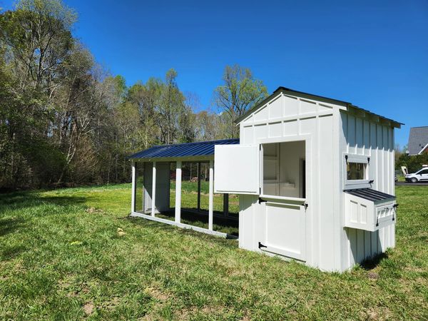 Large farmhouse style shed chicken coop the Luckenbawk with dutch door