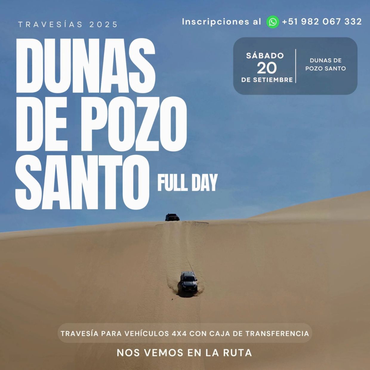 Travesía en dunas de Pozo Santo para vehículos 4x4 el 20 de septiembre.