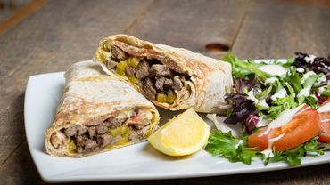Steak wrap with a side salad
