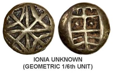 Ancient coins on BibleCoins.com Ionia unknown mint electrum gold dome coins
+ geometric pattern