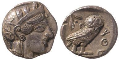 Athenian tetradrachm ancient Greek coin ROM collection.