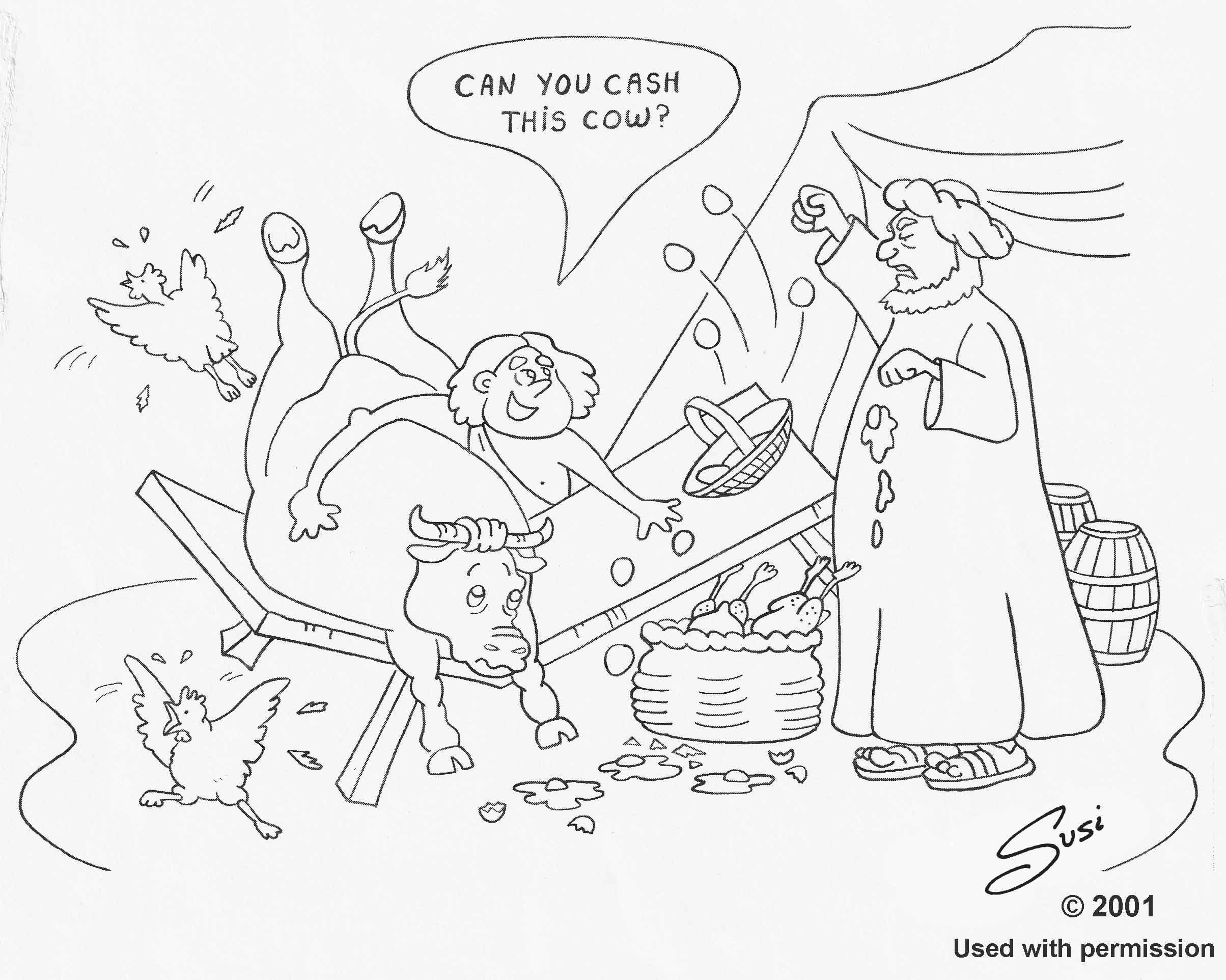 Ancient Coin Cartoon -"One of the reasons coins were invented."