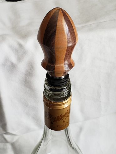 Cherry and Walnut wine bottle stopper