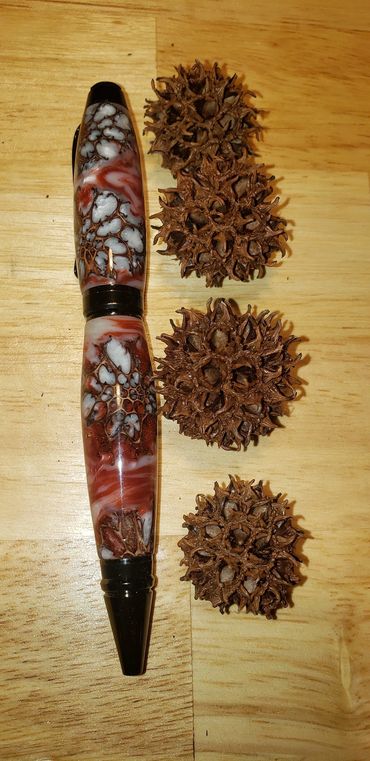 Acrylic resin cast sweetgum seedpods