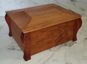 Cherry keepsake box with radiused top and padauk cabriole style legs