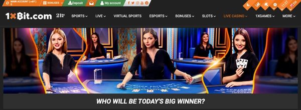 1xbit main live casino page screenshot