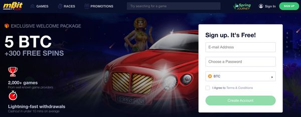 mbitcasino main casino page screenshot