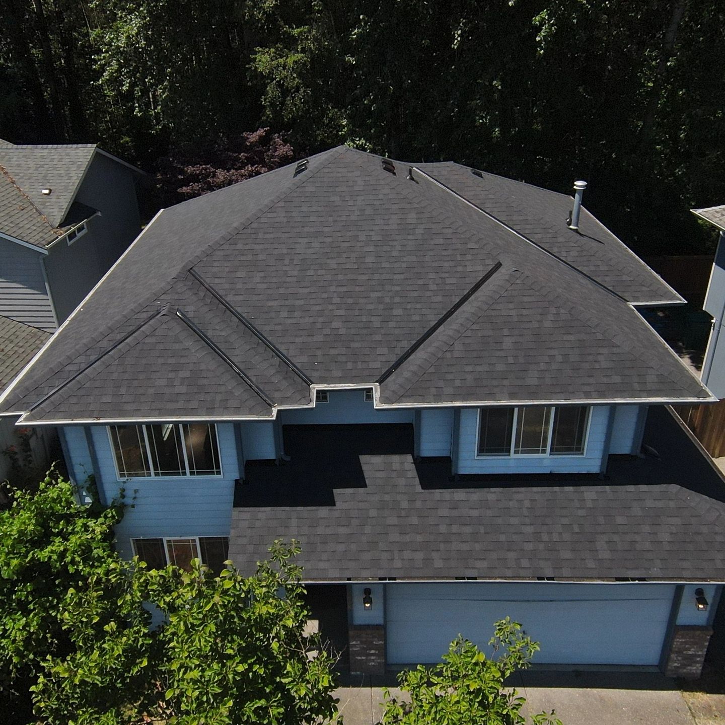 Completed Marysville reroof with Owens Corning Duration Onyx Black shingles