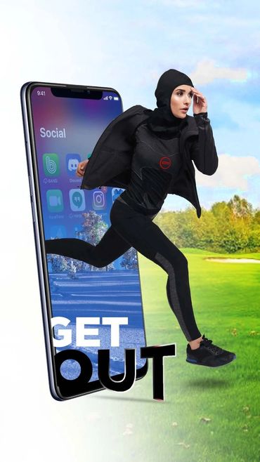 A person literally running out from their smartphone