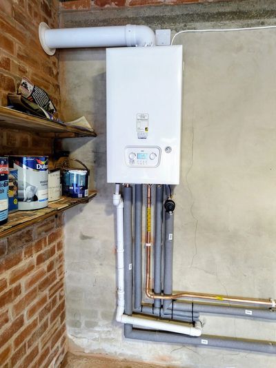 Baxi 400 combi boiler fitted in a Maltby garage
