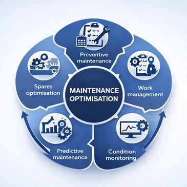 Diagram illustrating key components of maintenance optimisation.
