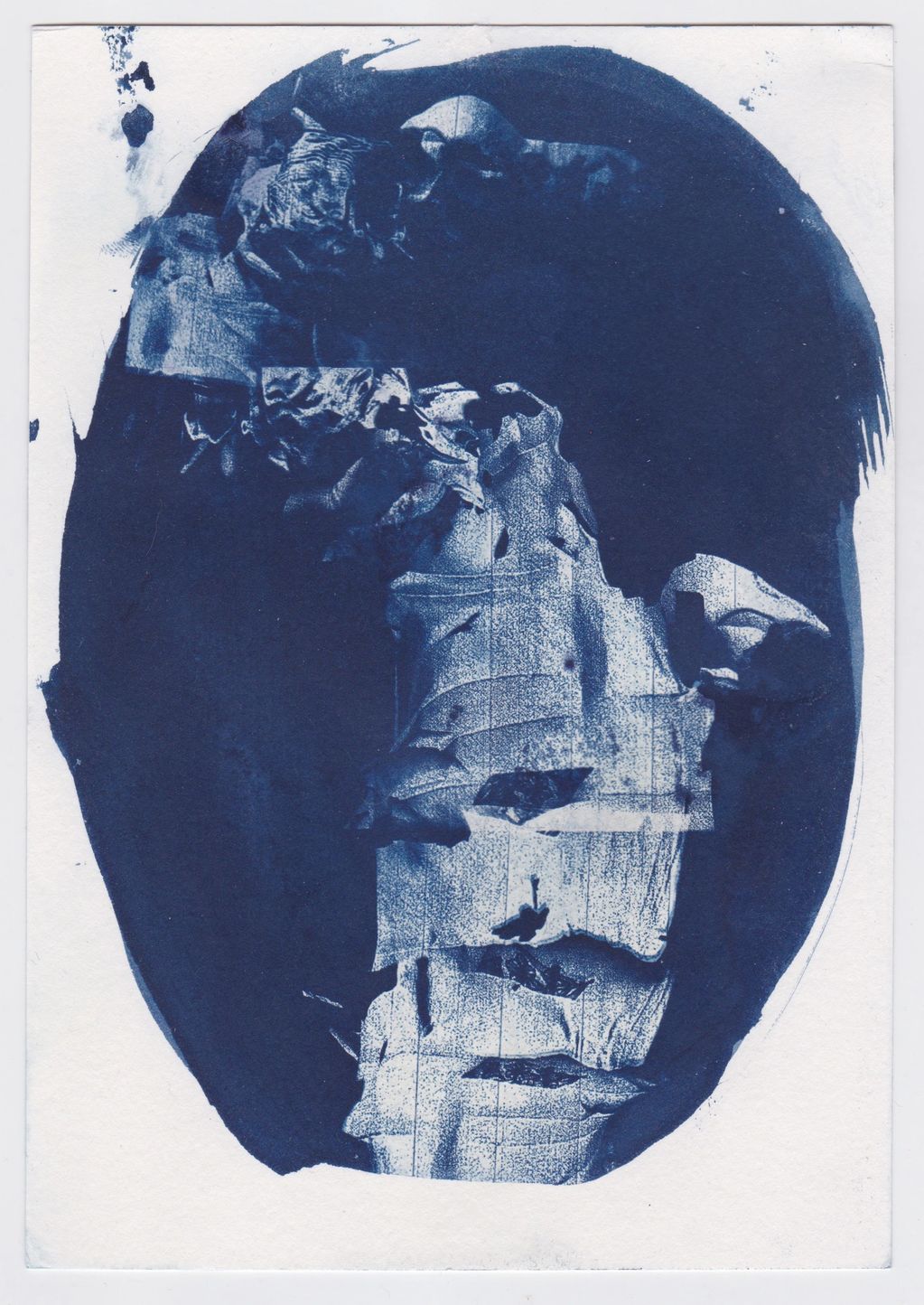 Searching for jess, cyanotype, collage
