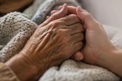 Collage of joyful and comforting moments emphasizing meaningful end-of-life care.