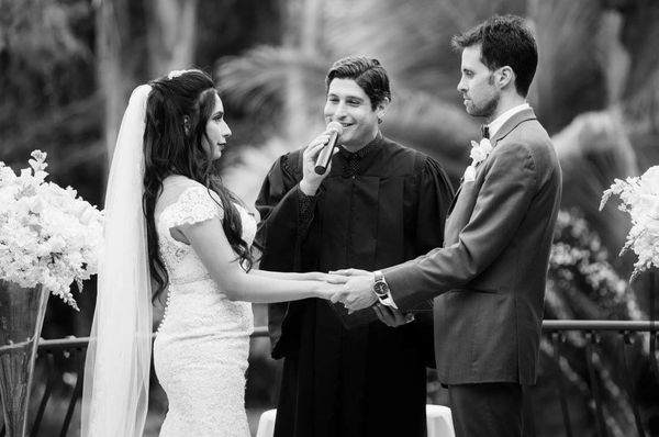 a bride and groom at their wedding ceremony