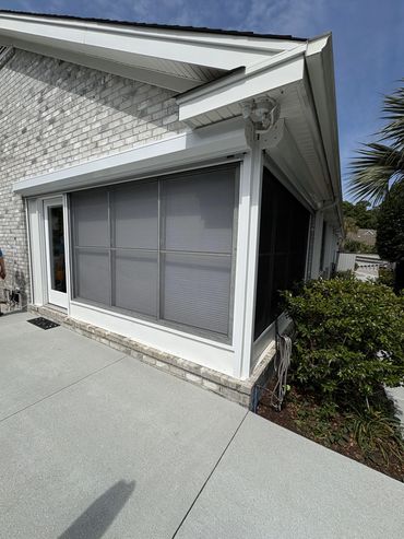 White Patio roll down shutter, security shutter, Hurricane roll down shutter Myrtle Beach