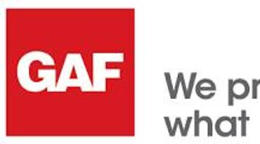 Logo featuring 'GAF' in white on a red square background.