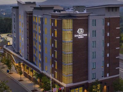 Exterior view of DoubleTree by Hilton hotel building.