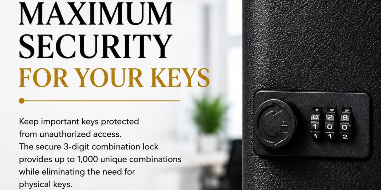 Maximum security key lock with 3-digit combination for up to 1,000 combinations.