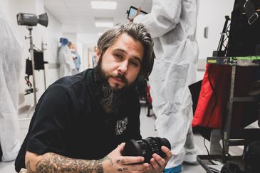 Andrew Mayeux, co-founder of Video Aces Video, with cinema lenses on a New Orleans shoot