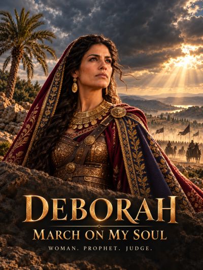 Epic historical drama poster of Deborah, a woman leader.