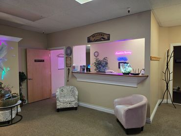 receptionist with a smile.